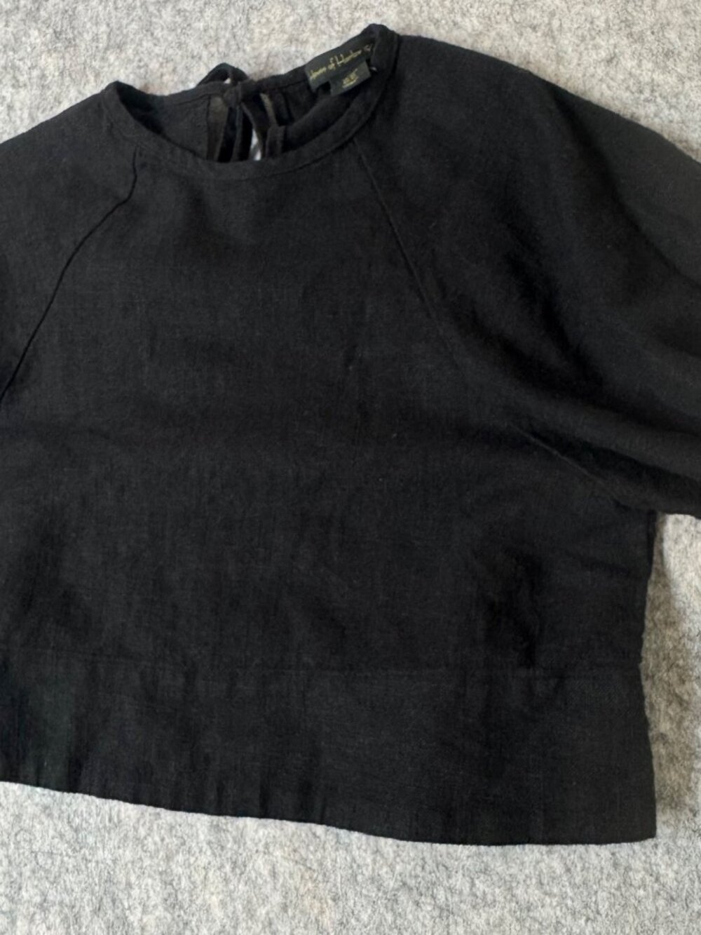 House Of Harlow 1960 Top Black Cropped Puff Sleeve Sz XS Keyhole Back - Picture 9 of 11